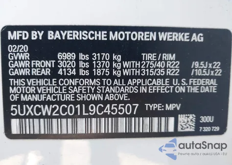 2020 BMW X7 xDrive40I из США, поврежденный, VIN 5UXCW2C01L9C45507